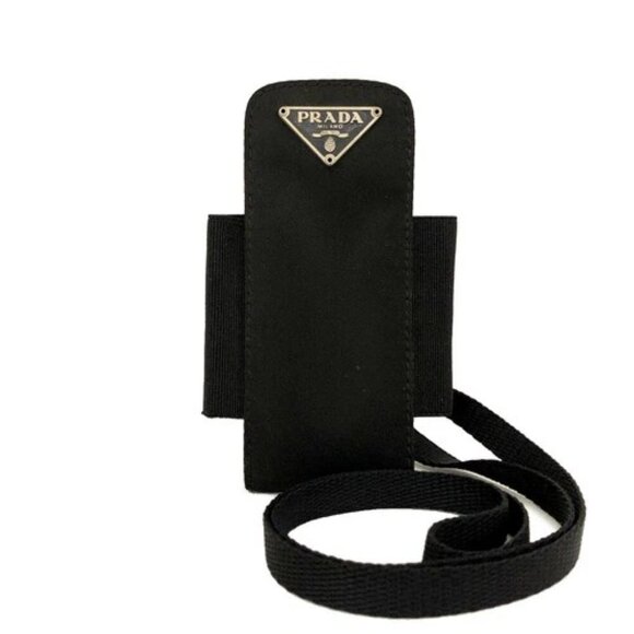 PRADA Logo Plate Nylon Strap Phone Case Holder Black/6BC0767 - Picture 1 of 1